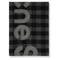 Halstørklæder Og Tørklæder^Acne Studios Ternet Uldtørklæde med Frynser Sort
