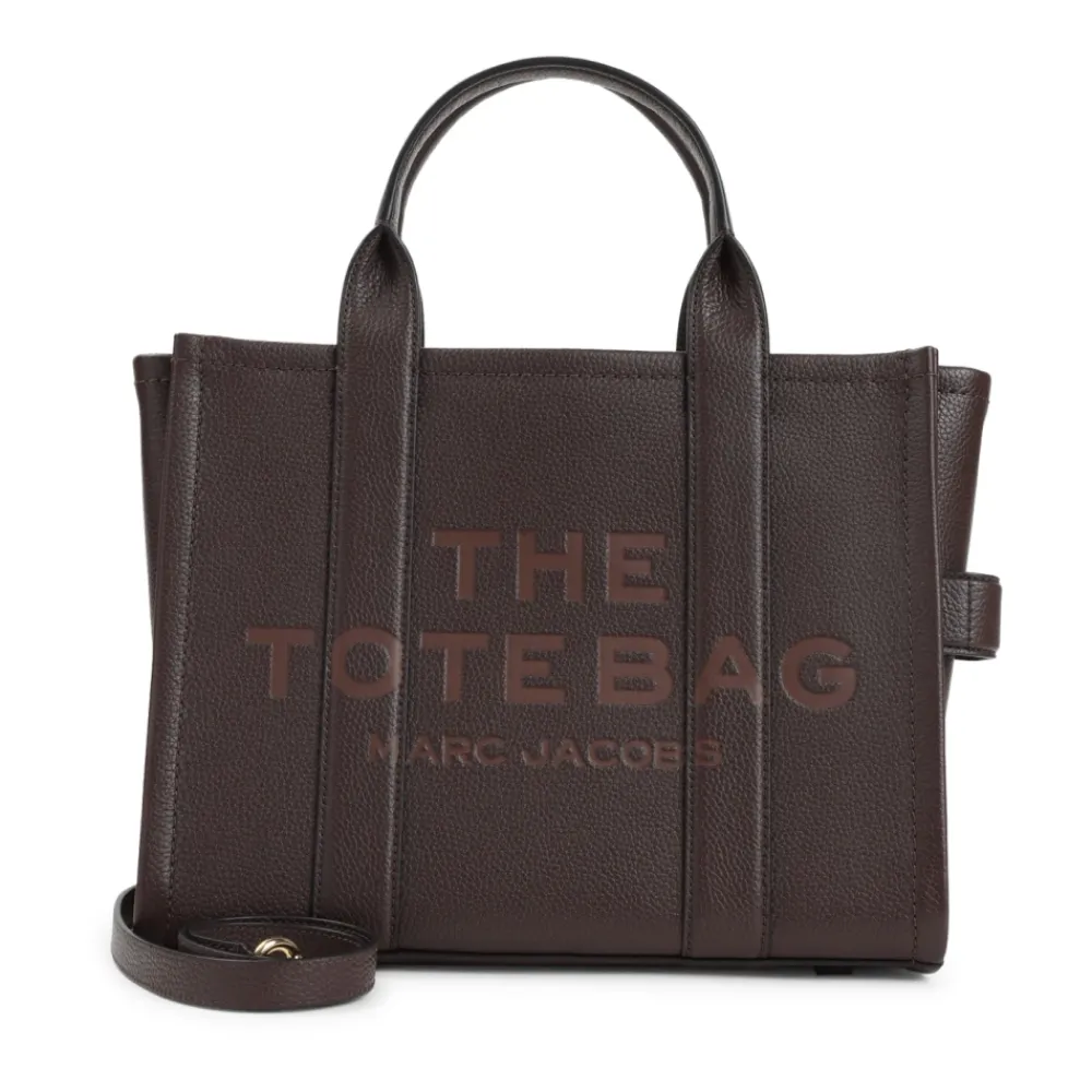 Indkøbstasker<Marc Jacobs The Leather Medium Tote Bag Brun