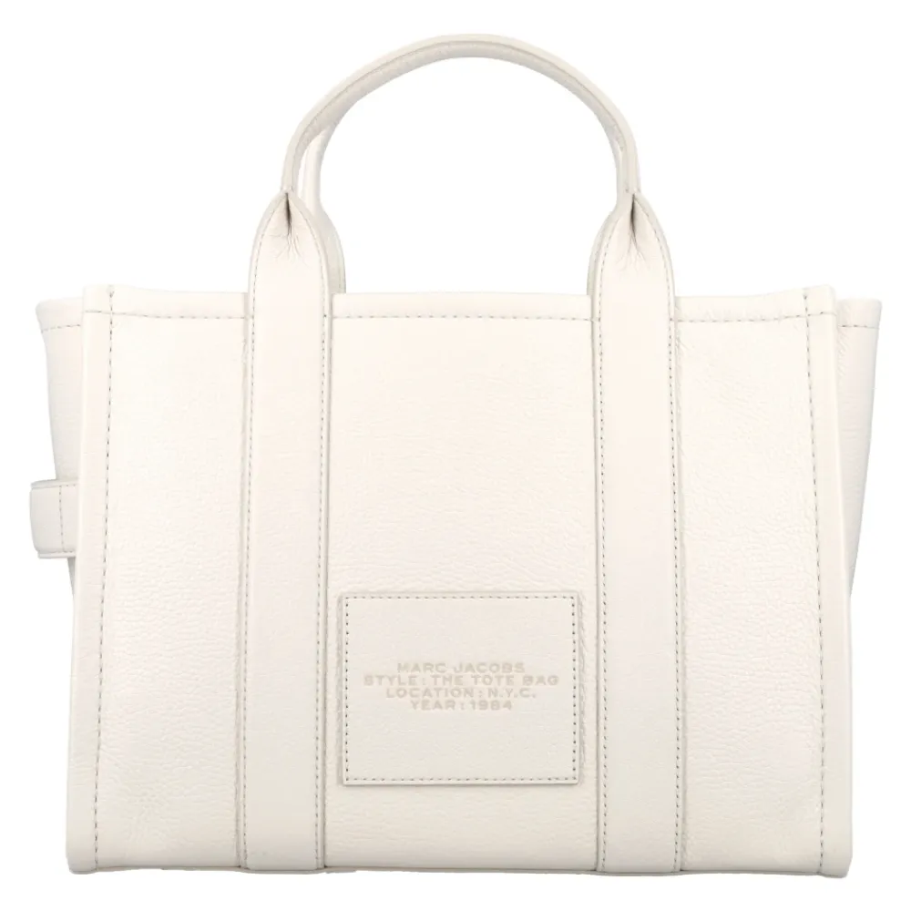 Indkøbstasker<Marc Jacobs The Leather Medium Tote Taske Beige