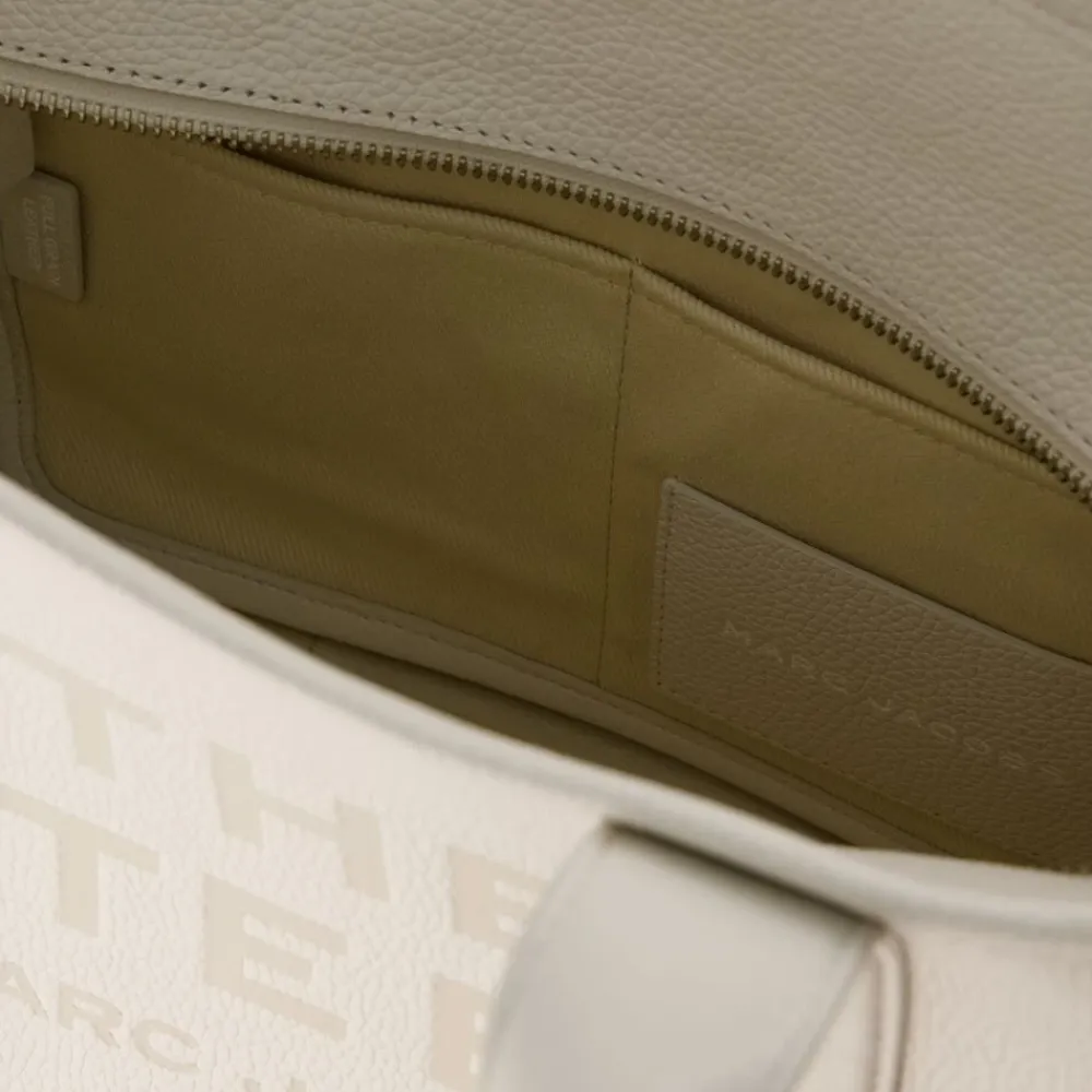Indkøbstasker<Marc Jacobs The Leather Medium Tote Taske Beige