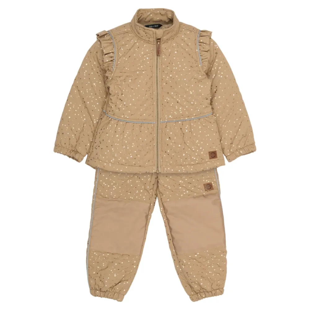 Bodystocking & Sæt^Mikk-Line Thermal+ Frill Set AOP, Kelp Beige