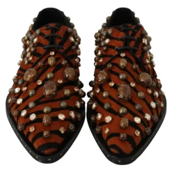 Snøresko<Dolce & Gabbana Tigermønster Krystal Flade sko Multifarvet