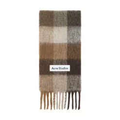 Tørklæder^Acne Studios Tjek Frynse Tørklæde Mørkebrun/Hvid/Brun Multifarvet