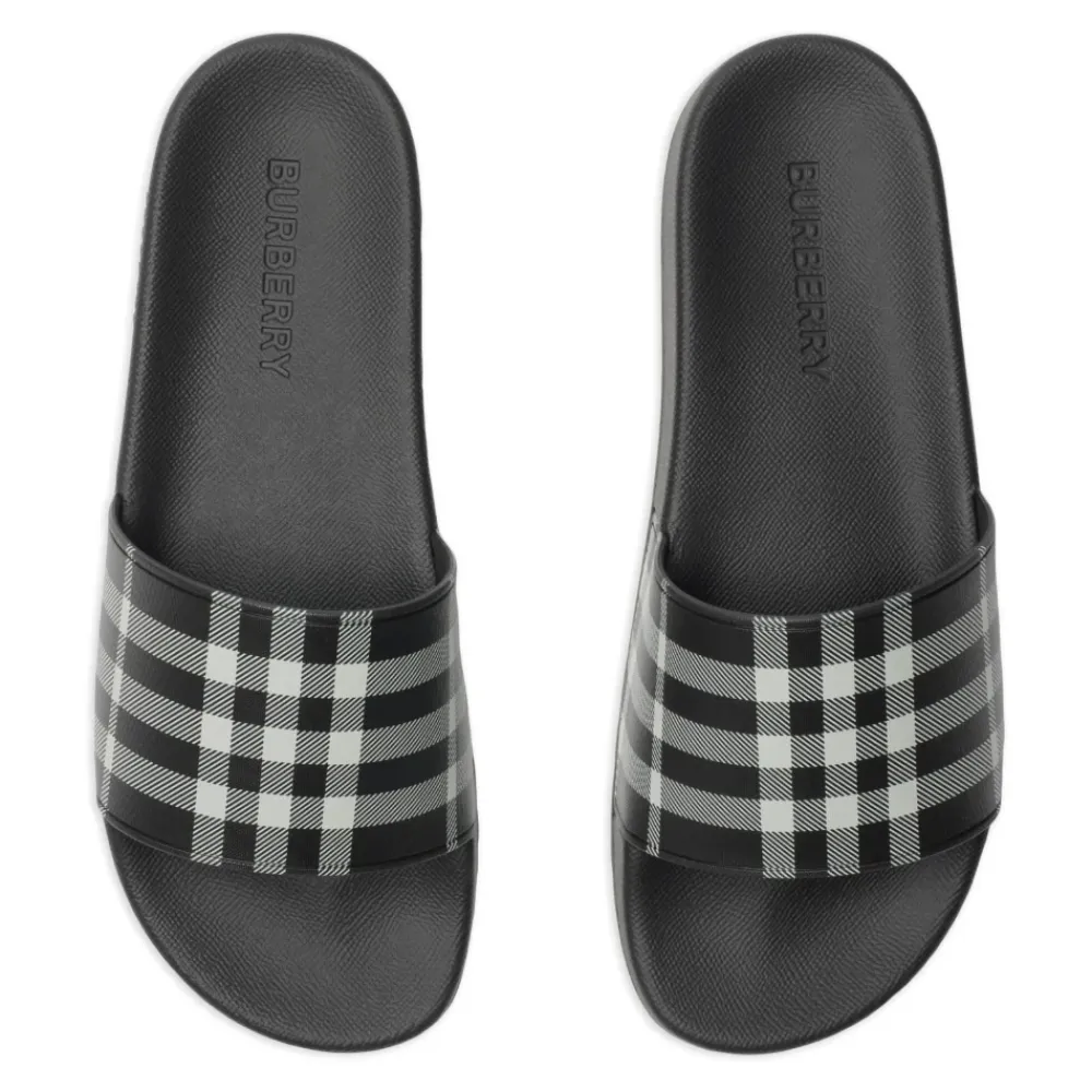 Sandaler<Burberry Tjek Print e Sandaler Produceret i Italien Sort