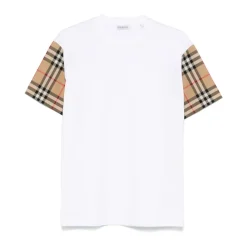 T-Shirts^Burberry Tjek Ærmer T-Shirt Hvid