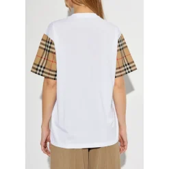 T-Shirts^Burberry Tjek Ærmer T-Shirt Hvid