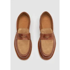 Loafers<Elia Maurizi To-farvet Penny Loafer i Tan & Tobak Brun