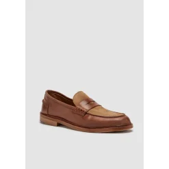 Loafers<Elia Maurizi To-farvet Penny Loafer i Tan & Tobak Brun