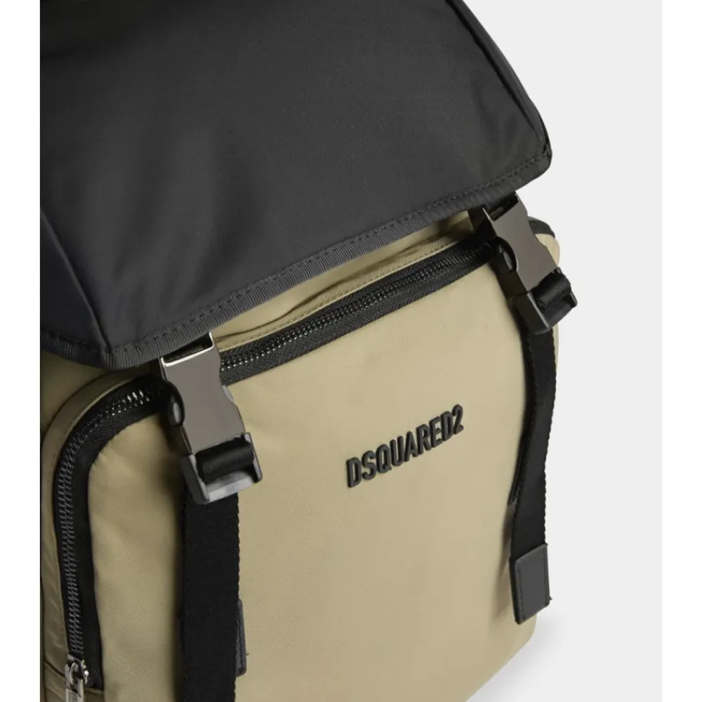 Rygsække^Dsquared2 Tofarvet Rygsæk med Justerbar Snøre og Lynlåslommer Beige