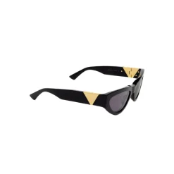 Solbriller<Bottega Veneta Triangle Metal Detail Cat Eye Solbriller Sort