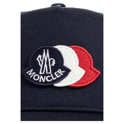 Huer & Kasketter^Moncler Tricolor Logo Bomuld Baseball Cap Blå