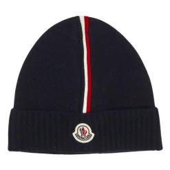Huer & Kasketter^Moncler Tricolor Trimmed Wool Beanie Blå