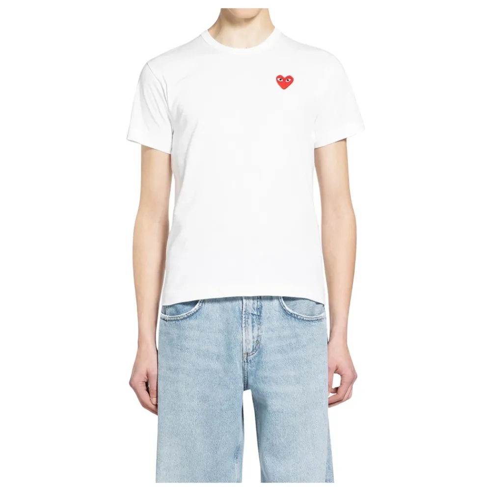 T-Shirts<Comme des Garçons Play T-Shirt Emblem Knit Hvid