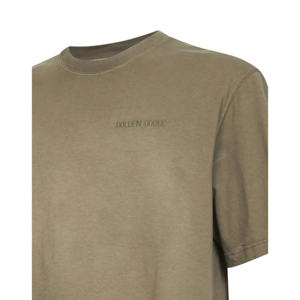 T-Shirts^Golden Goose T-shirt i bomuldsjersey med broderet logo Beige