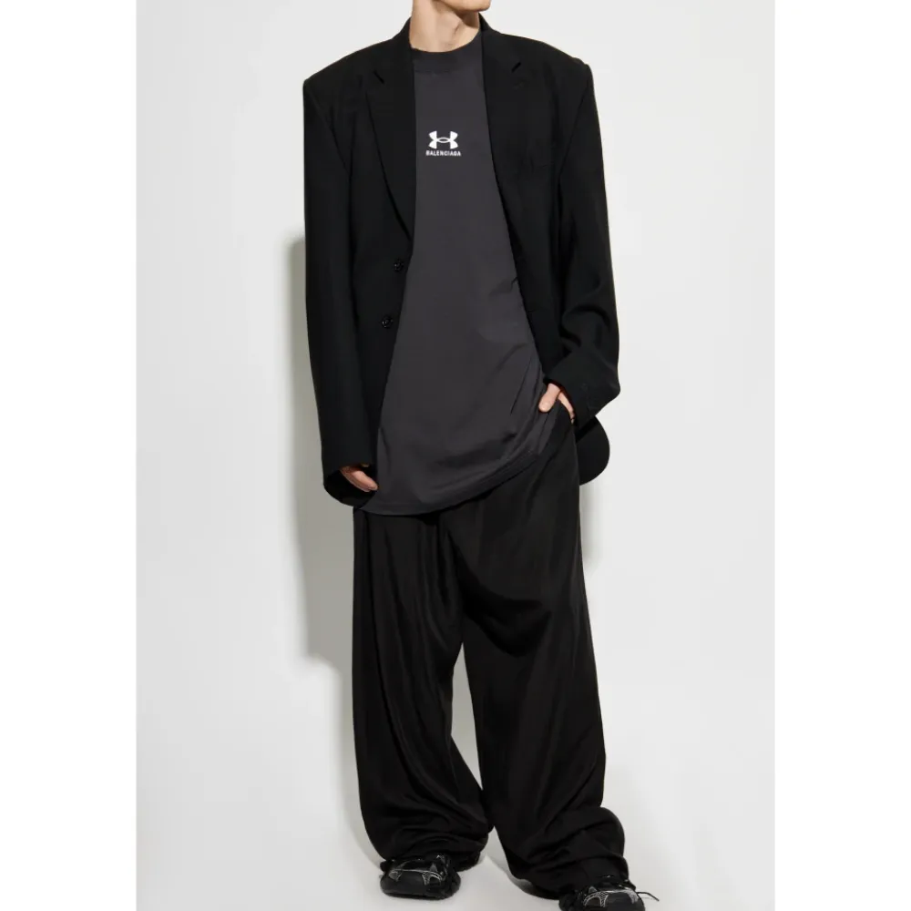 T-Shirts<Balenciaga T-shirt med broderet logo Sort