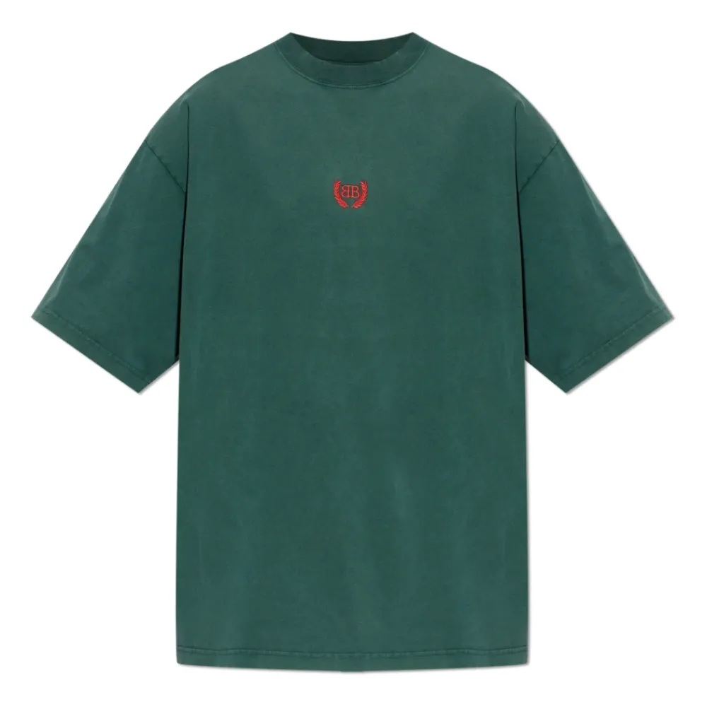 T-Shirts<Balenciaga T-shirt med broderet logo Grøn