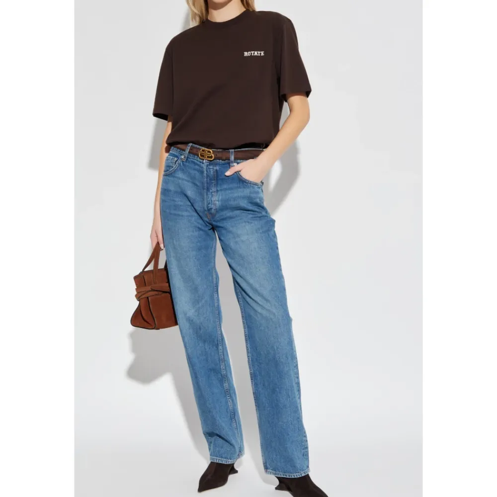 T-Shirts<ROTATE Birger Christensen T-shirt med broderet logo Brun