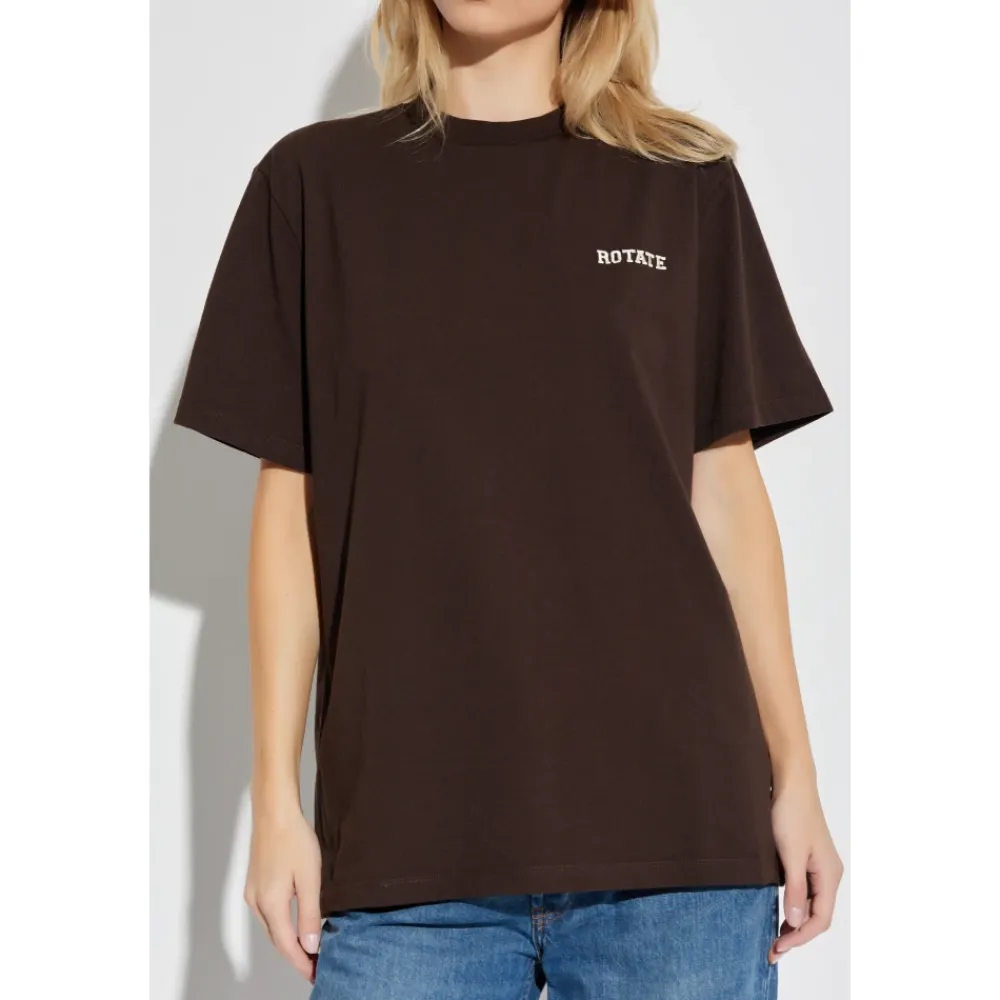 T-Shirts<ROTATE Birger Christensen T-shirt med broderet logo Brun