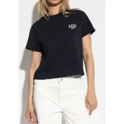 T-Shirts^A.P.C. T-shirt med broderet logo Sort