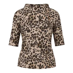 T-Shirts<Marc Cain T-shirt med dyreprint og feminin silhuet Beige