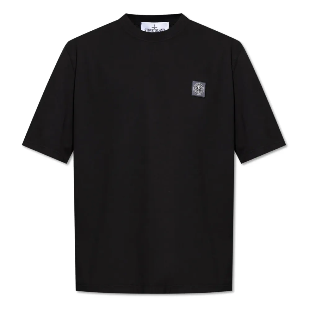 T-Shirts<Stone Island T-shirt med logo Sort