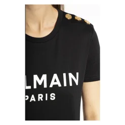 T-Shirts<Balmain T-shirt med logo Sort