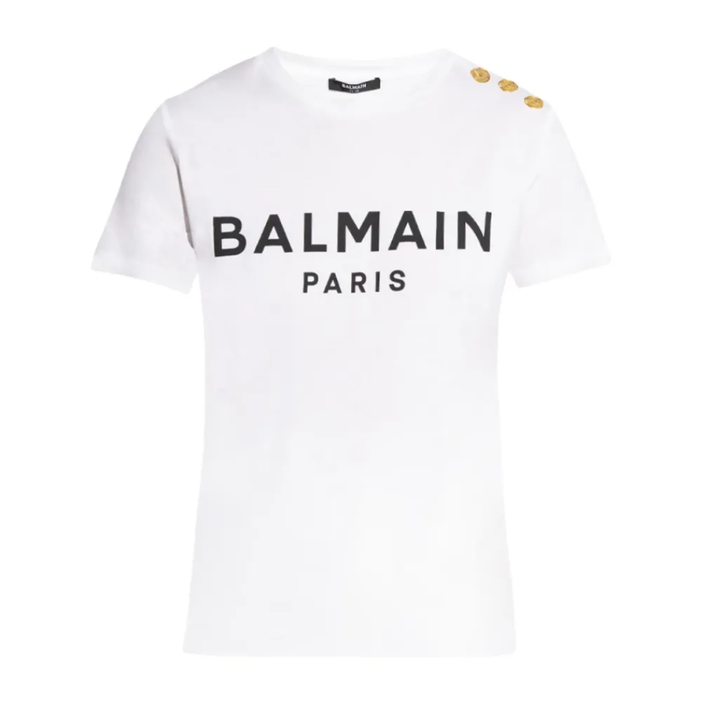 T-Shirts<Balmain T-shirt med logo Hvid