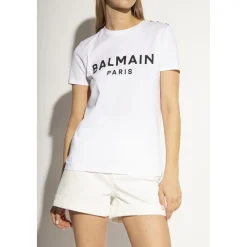 T-Shirts<Balmain T-shirt med logo Hvid