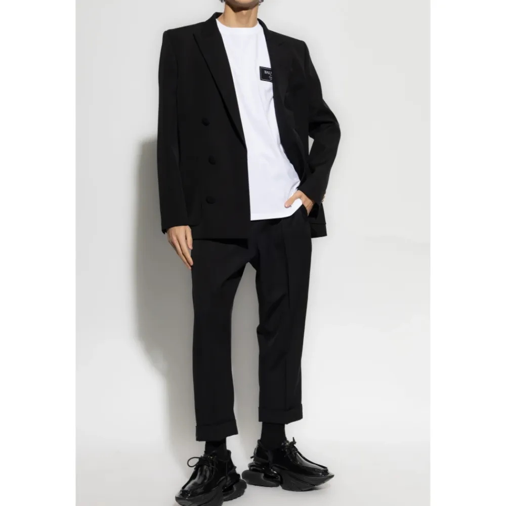 T-Shirts<Balmain T-shirt med logo patch Hvid