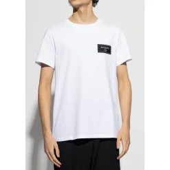 T-Shirts<Balmain T-shirt med logo patch Hvid