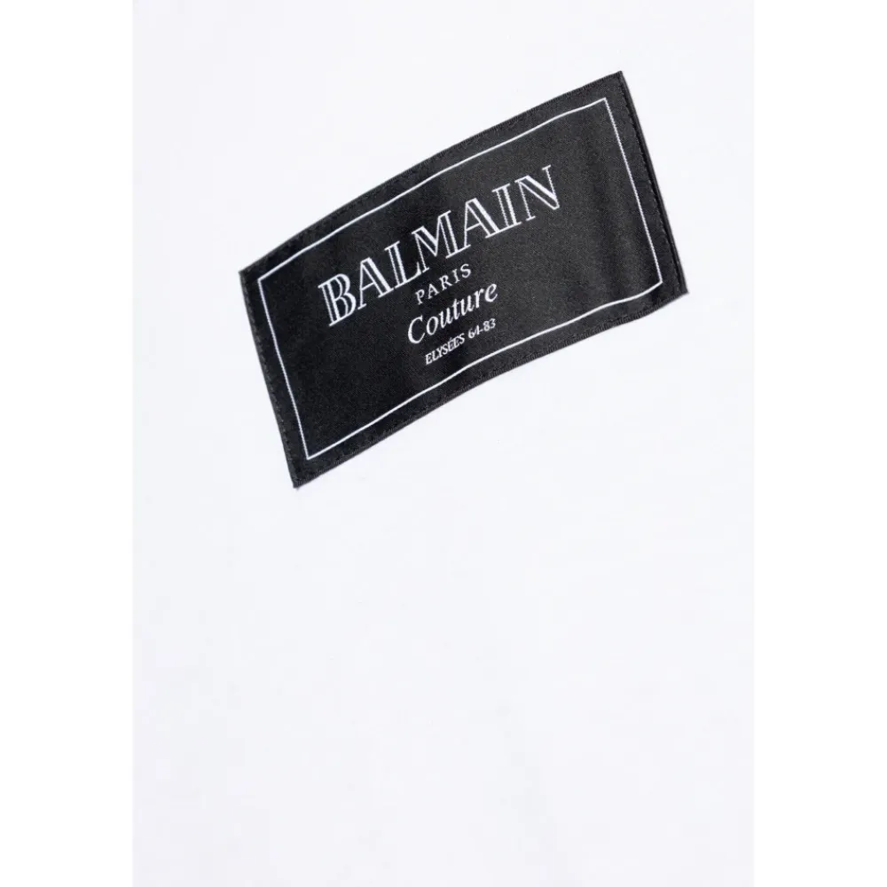 T-Shirts<Balmain T-shirt med logo patch Hvid