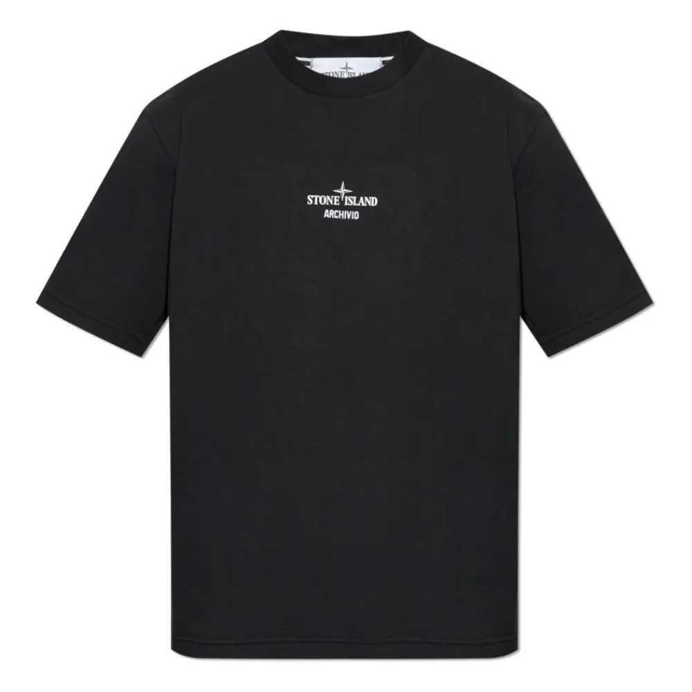 T-Shirts<Stone Island T-shirt med print Sort