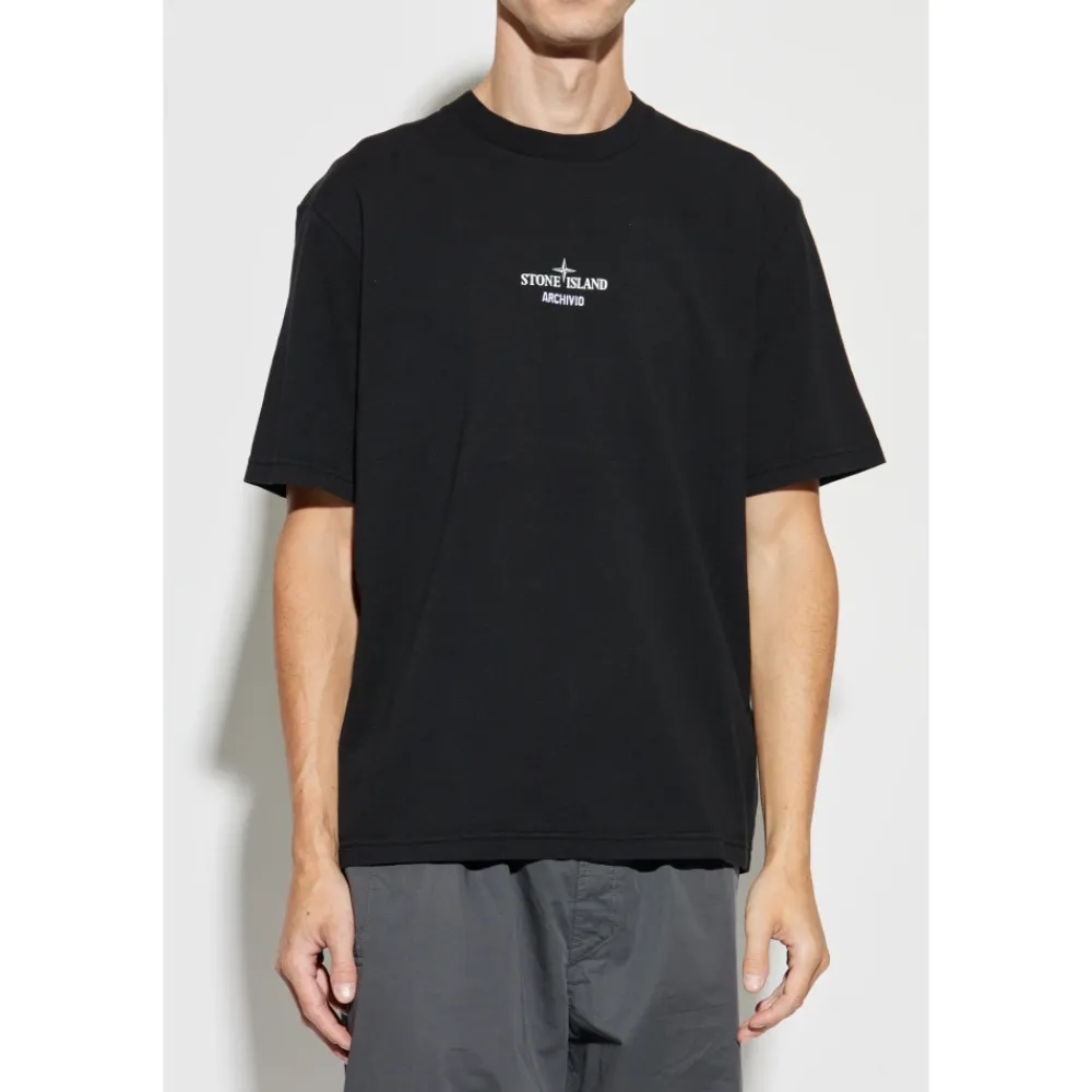 T-Shirts<Stone Island T-shirt med print Sort