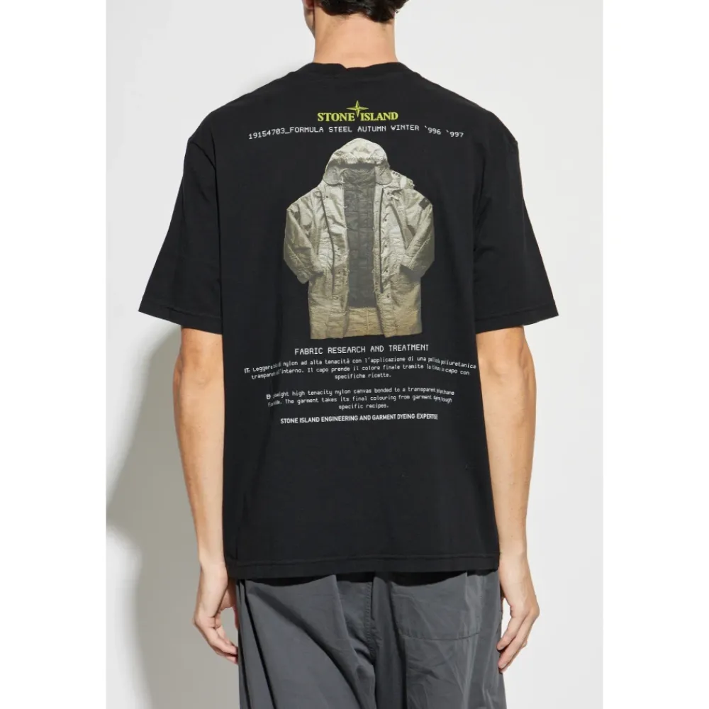T-Shirts<Stone Island T-shirt med print Sort