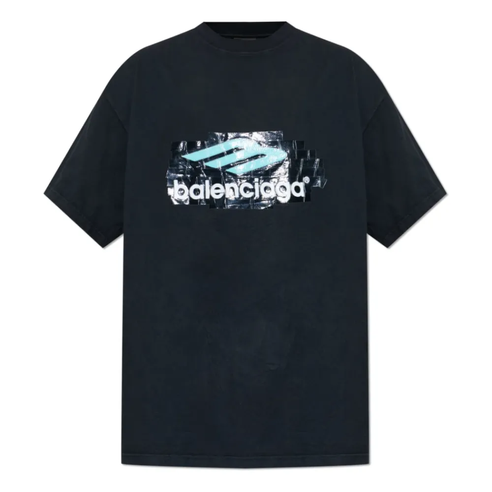 T-Shirts<Balenciaga T-shirt med print Sort