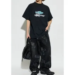 T-Shirts<Balenciaga T-shirt med print Sort