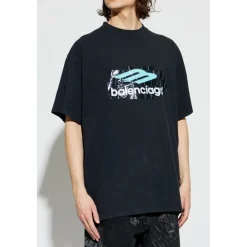 T-Shirts<Balenciaga T-shirt med print Sort