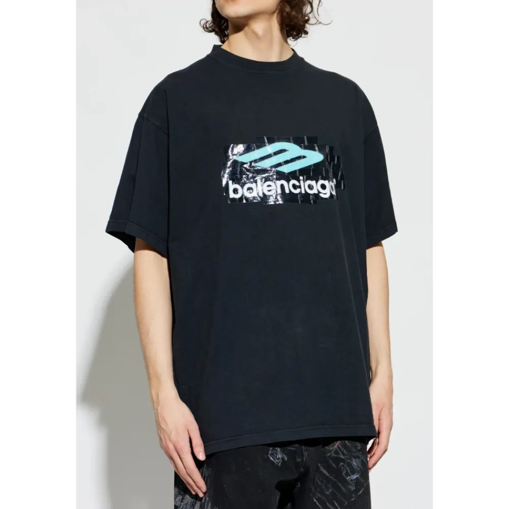 T-Shirts<Balenciaga T-shirt med print Sort