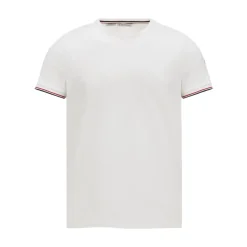 T-Shirts^Moncler T-shirt med tricolore-kant Hvid
