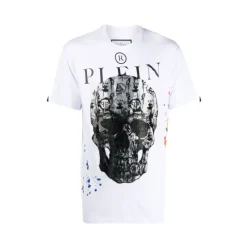 T-Shirts^Philipp Plein T-shirt Rund Hals SS med Krystaller Hvid