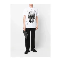 T-Shirts^Philipp Plein T-shirt Rund Hals SS med Krystaller Hvid