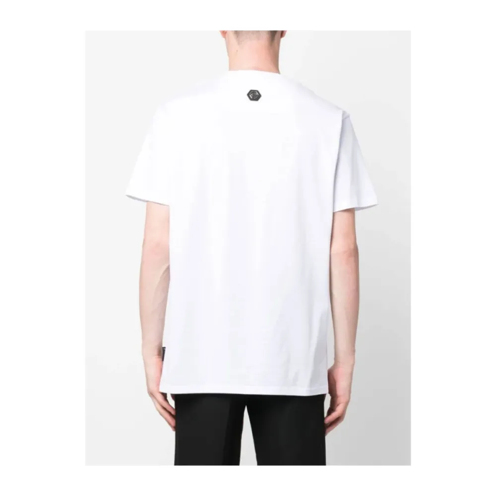 T-Shirts^Philipp Plein T-shirt Rund Hals SS med Krystaller Hvid