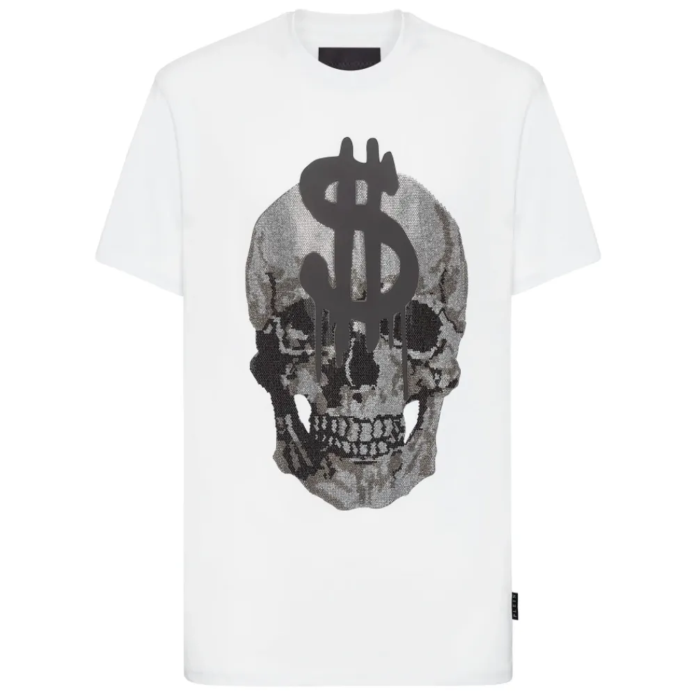 T-Shirts^Philipp Plein T-shirt Rund Hals SS Skull Hvid