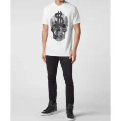 T-Shirts^Philipp Plein T-shirt Rund Hals SS Skull Hvid