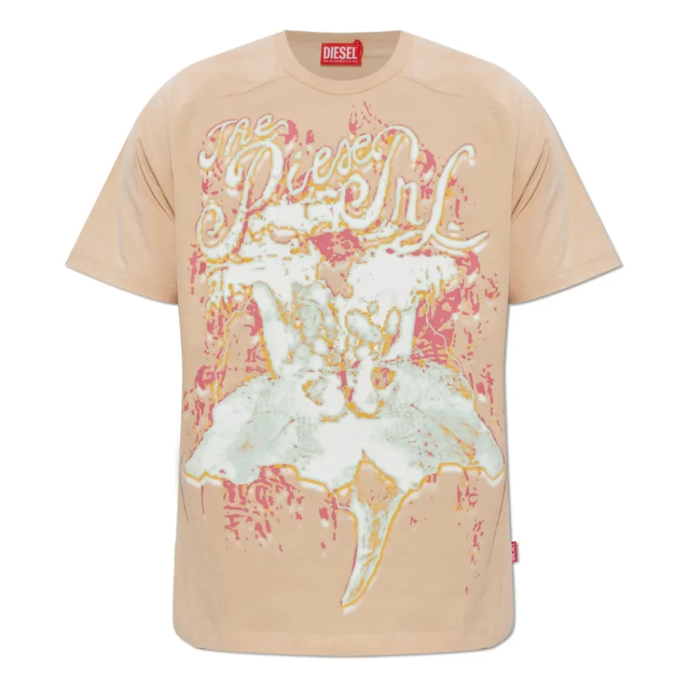 T-Shirts^Diesel T-TADDY T-Shirt Beige
