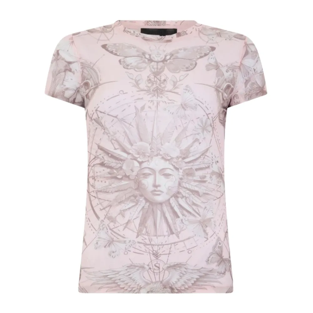 T-Shirts & Toppe^Philipp Plein Tulle Pure Fit T-Shirt Butterfly Tattoo Pink