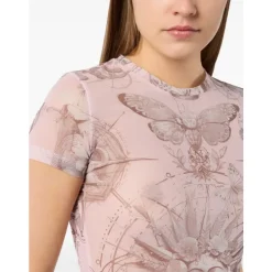 T-Shirts & Toppe^Philipp Plein Tulle Pure Fit T-Shirt Butterfly Tattoo Pink
