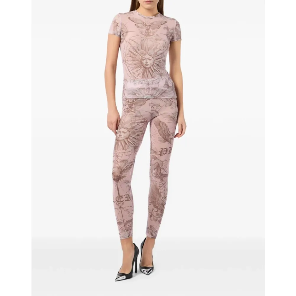 T-Shirts & Toppe^Philipp Plein Tulle Pure Fit T-Shirt Butterfly Tattoo Pink