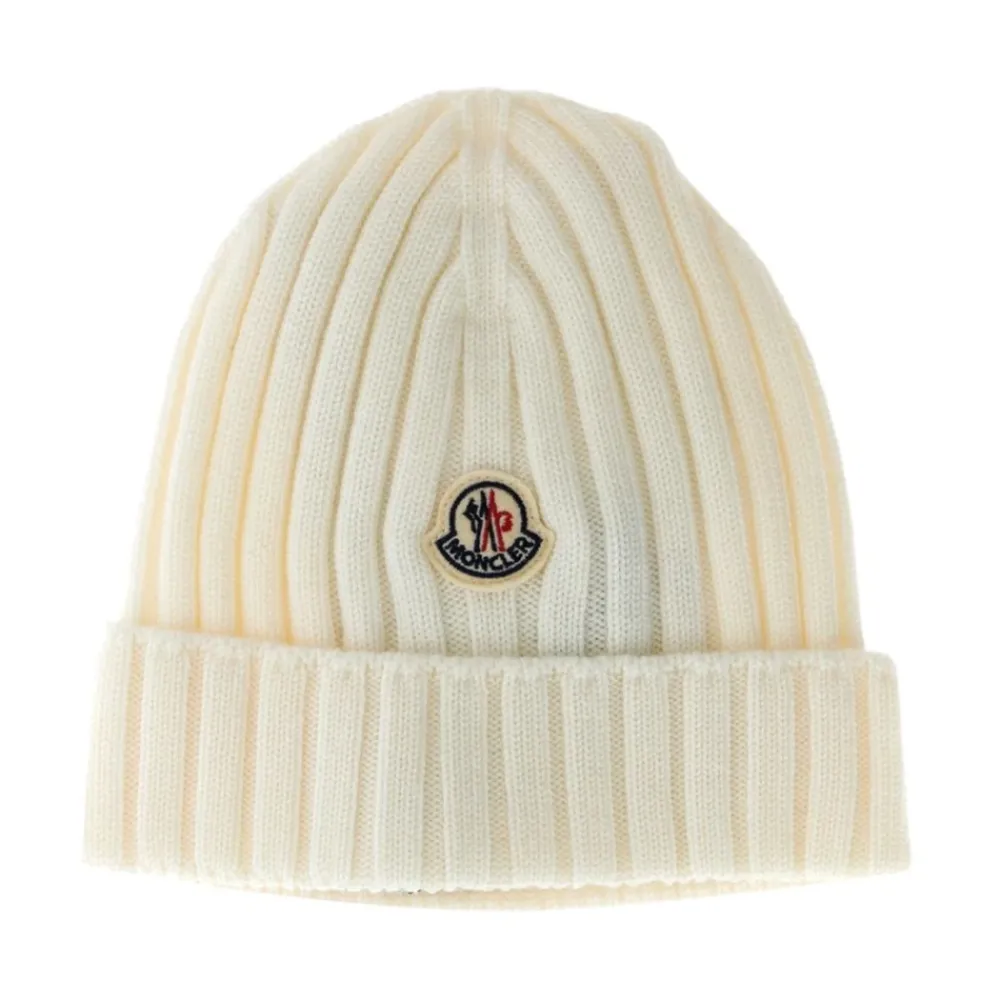 Huer & Kasketter^Moncler Uld Beanie Hvid
