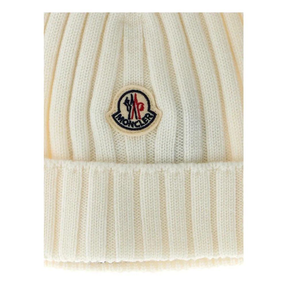 Huer & Kasketter^Moncler Uld Beanie Hvid